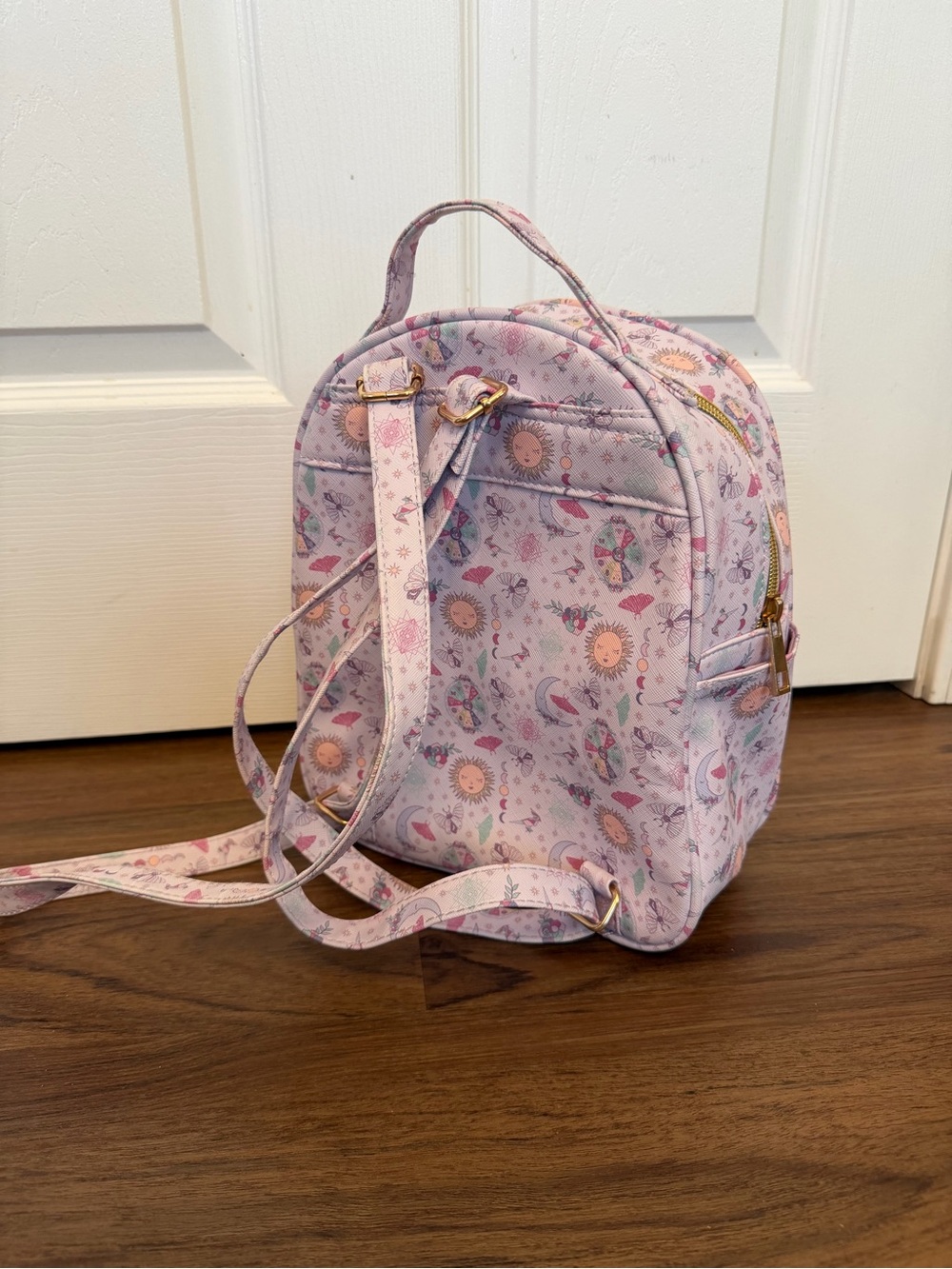 Under One Sky Pink Celestial Mini Backpack with Gold Hardware - Picture 2 of 5
